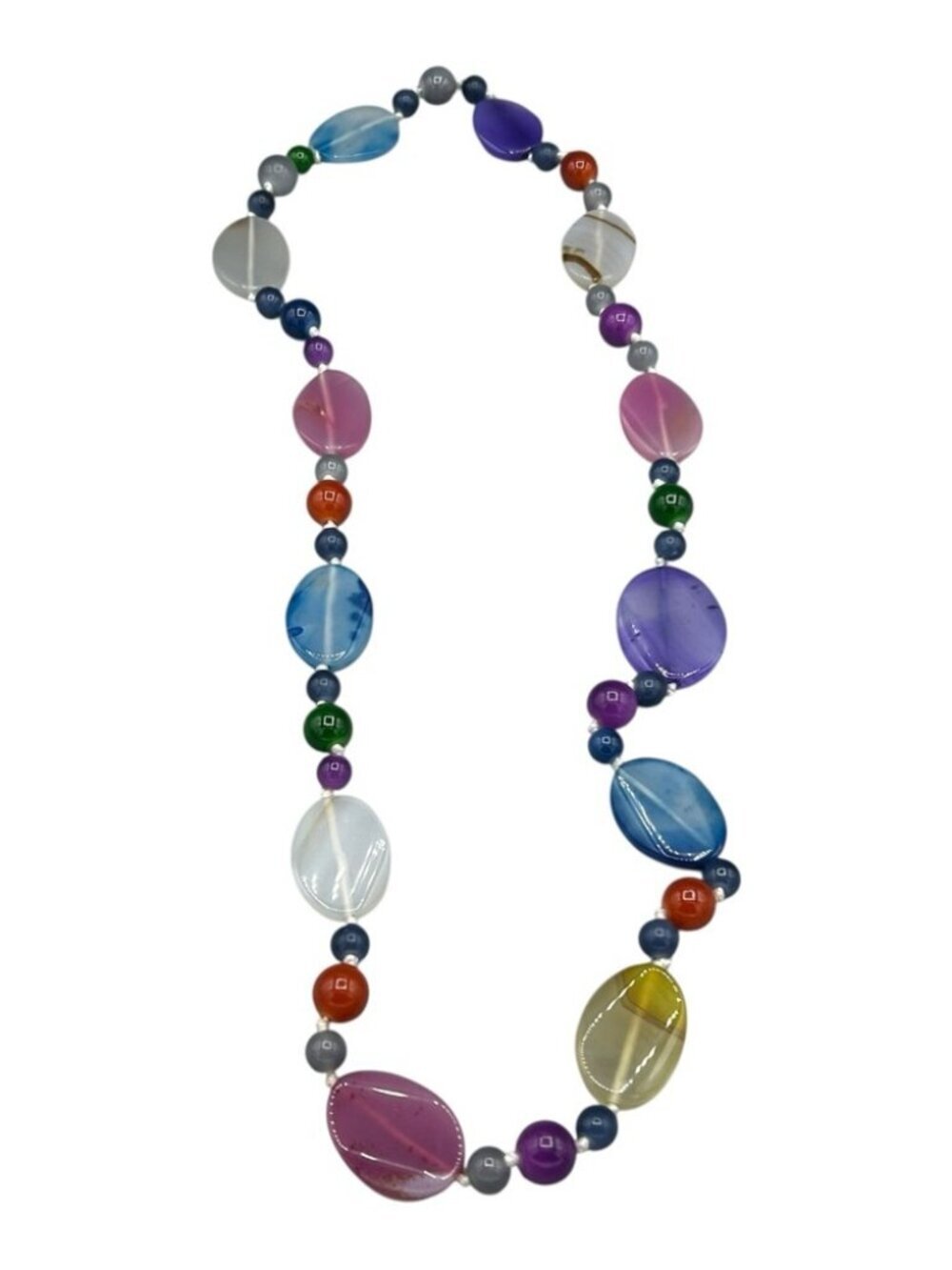 Vintage Chunky Multicolor Hand Knotted Beaded Necklace Boho Statement - Picture 11 of 15